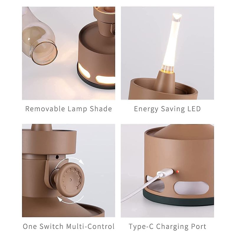 چراغ رومیزی شارژی و قابل حمل Tubicen طرح چراغ نفتی - 5