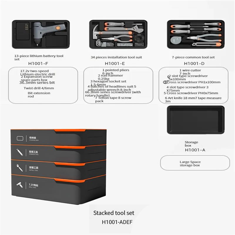 جعبه ابزار کامل همه کاره deli مدل چهار طبقه ADEF - 2