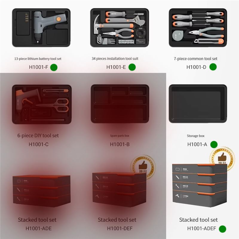 جعبه ابزار کامل همه کاره deli مدل چهار طبقه ADEF - 8