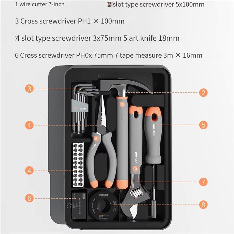 جعبه ابزار کامل همه کاره deli مدل چهار طبقه ADEF - 5