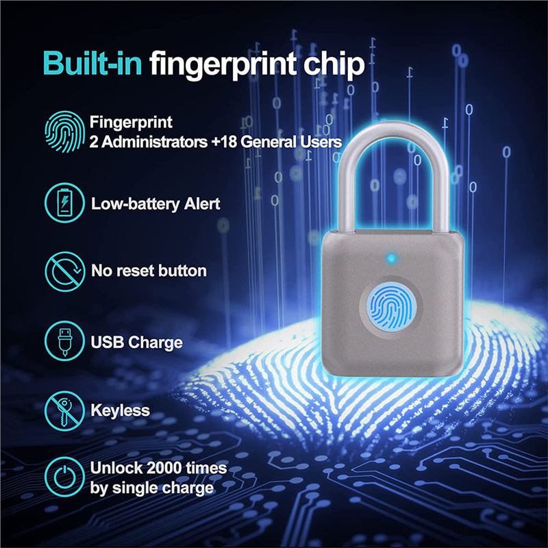 قفل هوشمند لمسی Fingerprint Smart Padlock - 4
