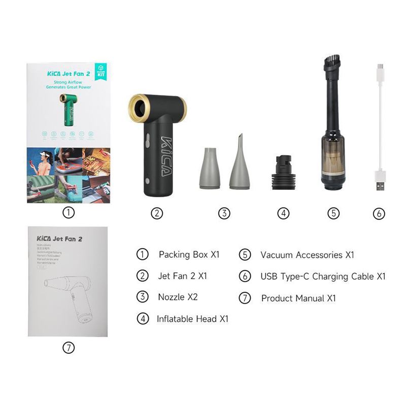 پمپ باد شارژی KiCA مدل JetFan 2 دارای کیت جارو - 5