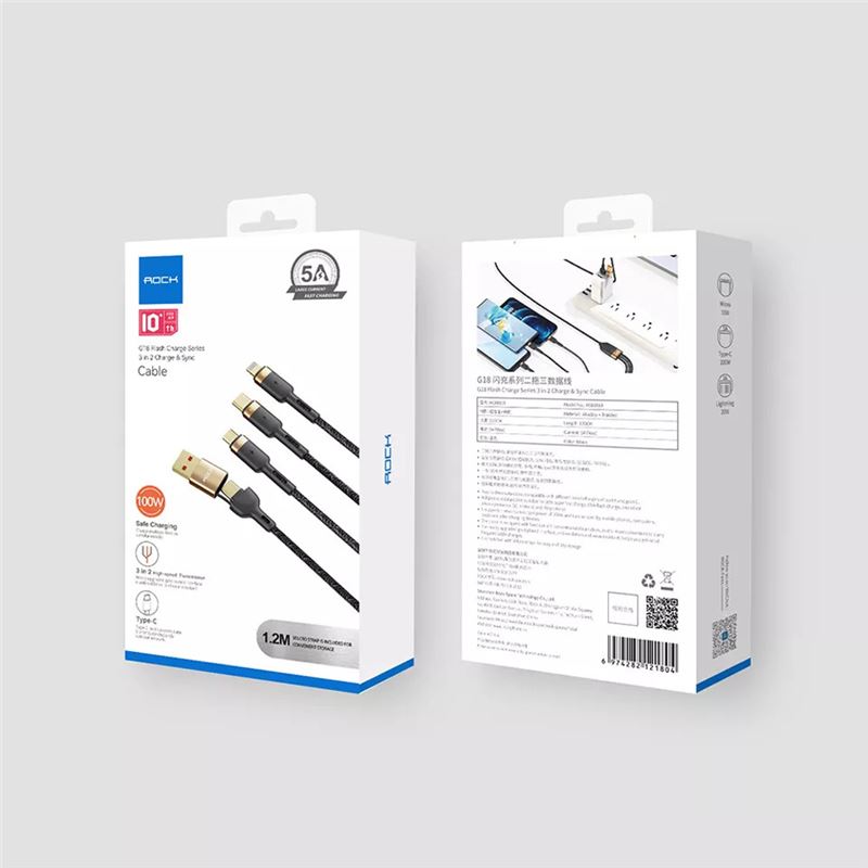 کابل شارژ سریع سه سر راک ROCK G18 - 2